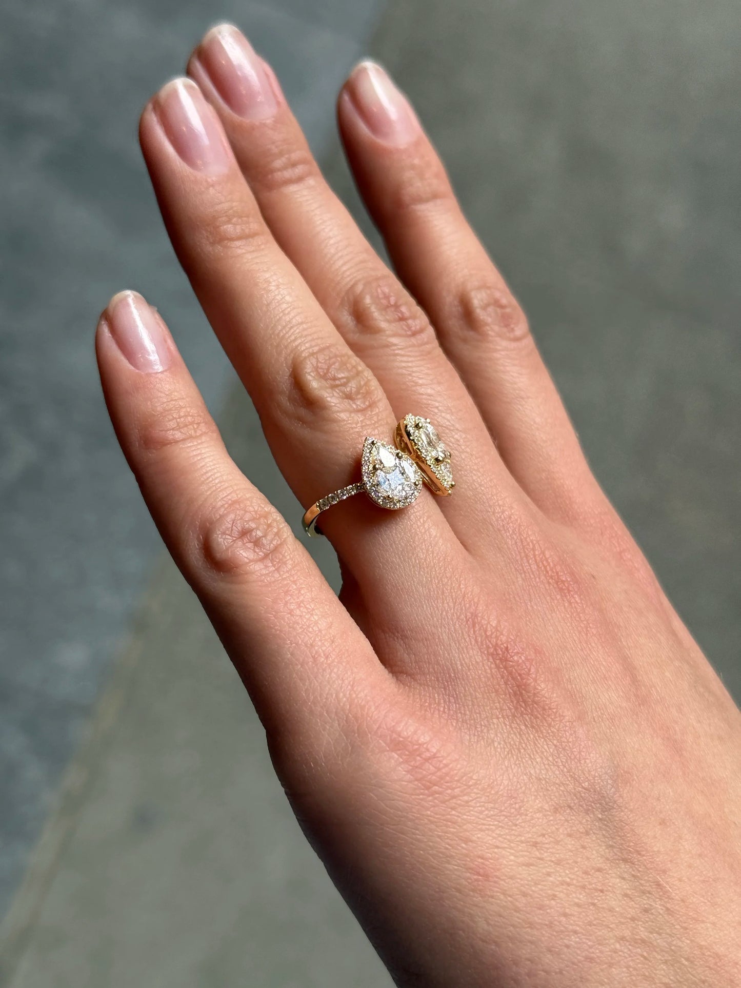 Ladies Pear Shaped Cluster Face Away Diamond Ring