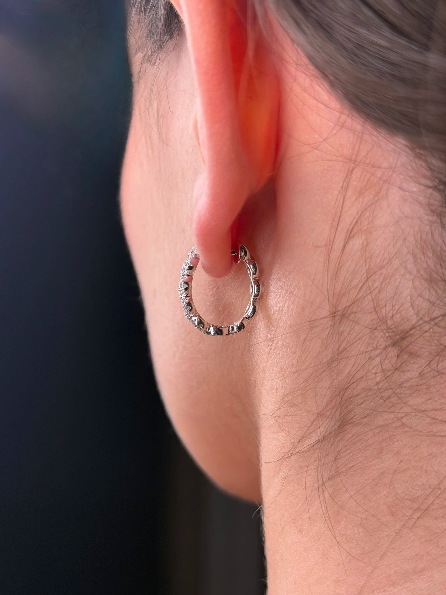Ladies Braided Diamond Huggie