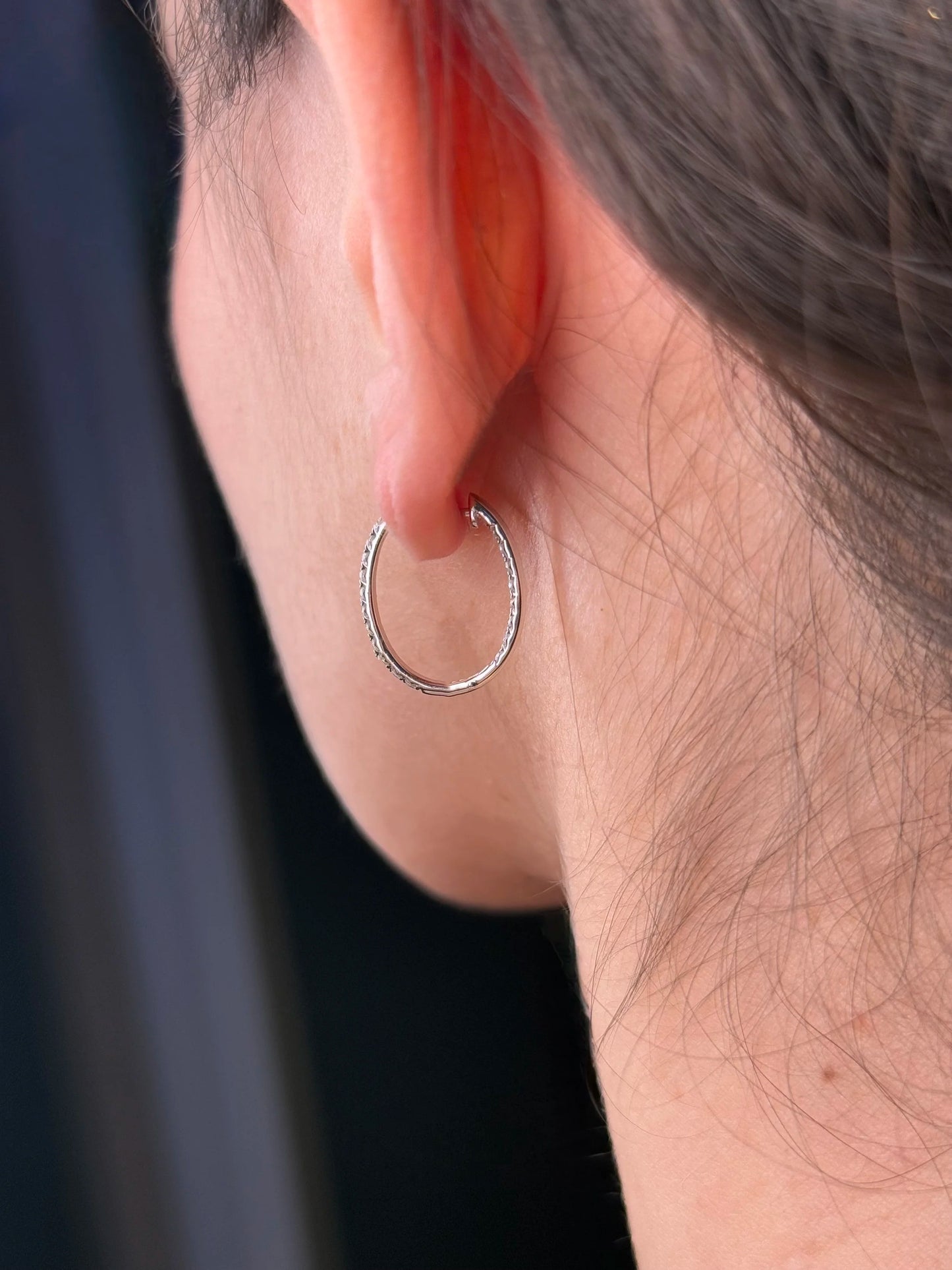 Ladies Oval Diamond Hoop