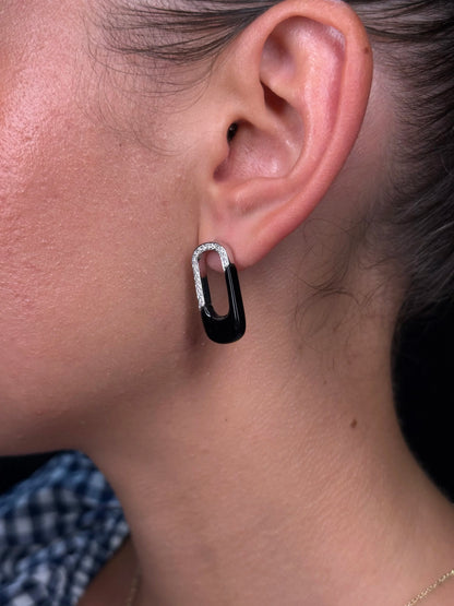 Ladies Onyx and Diamond Earring