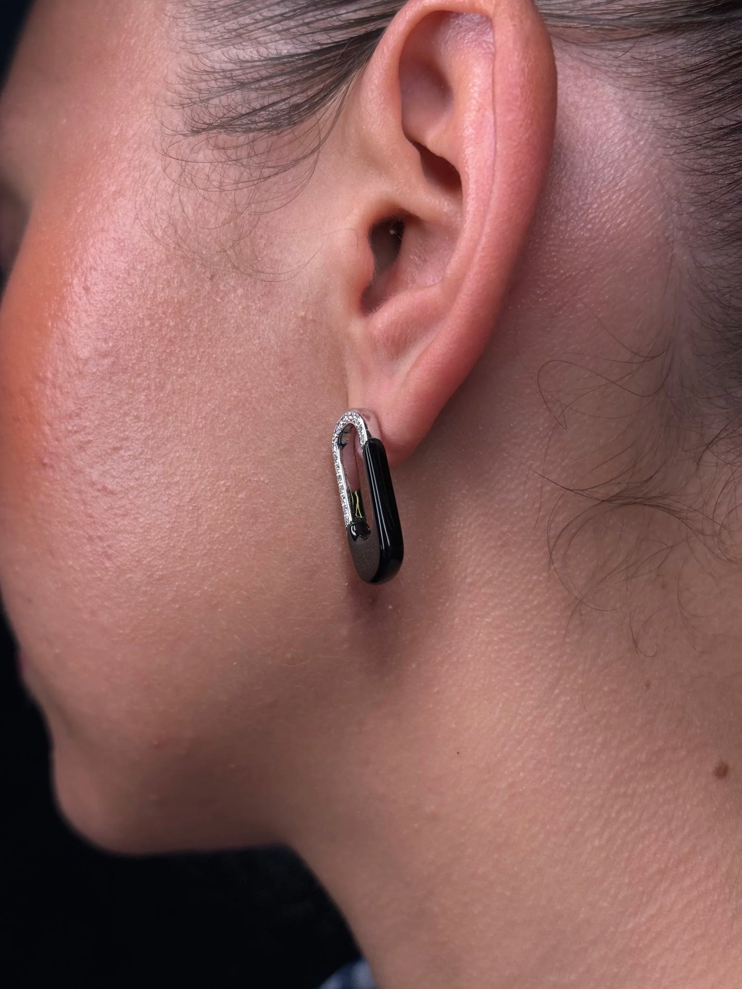 Ladies Onyx and Diamond Earring