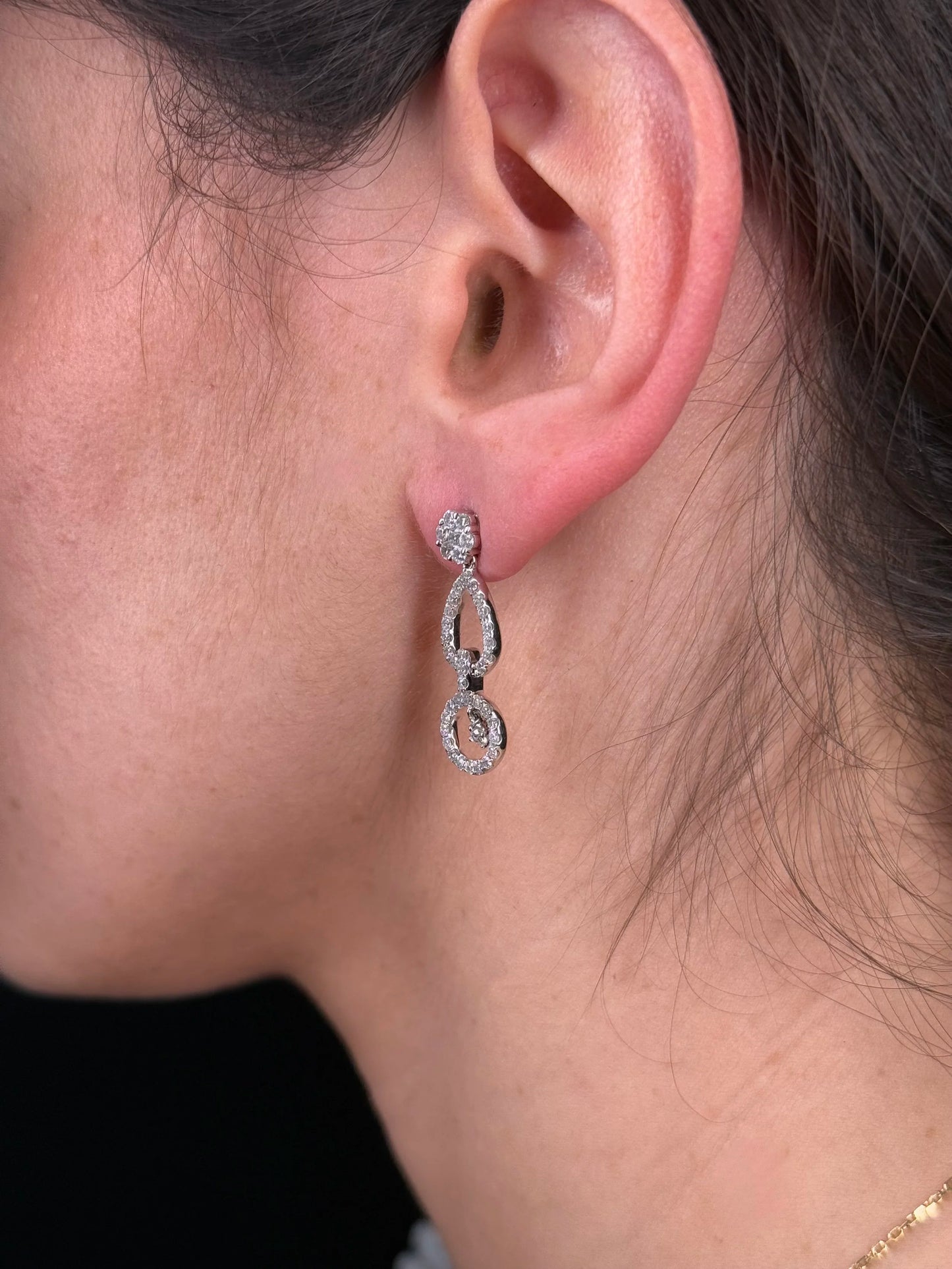 Ladies Spaced Out Fancy Diamond Dangle Earrings