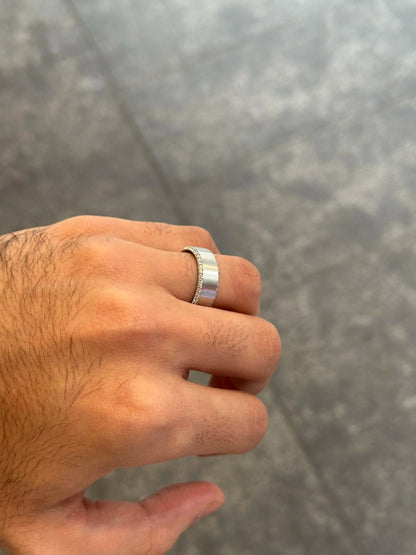 Men’s White Gold Two Row Diamond Wedding Band