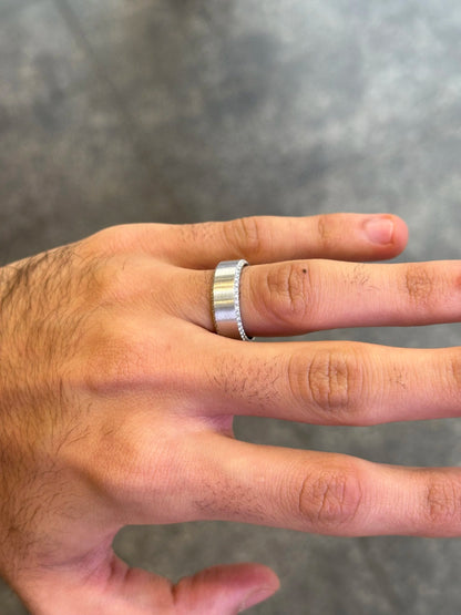 Men’s White Gold Two Row Diamond Wedding Band