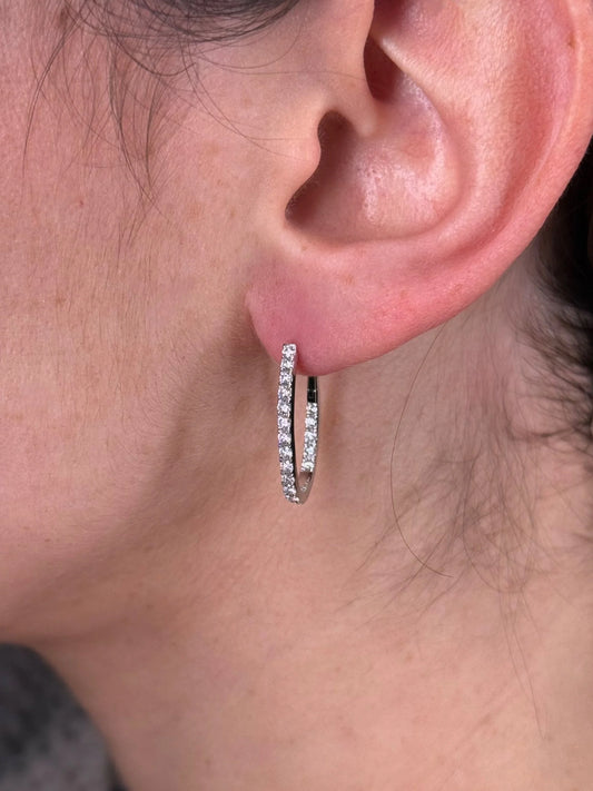 Ladies Oval Shape Twist Diamond Hoops