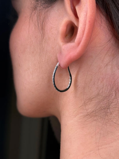 Ladies Oval Shape Twist Diamond Hoops