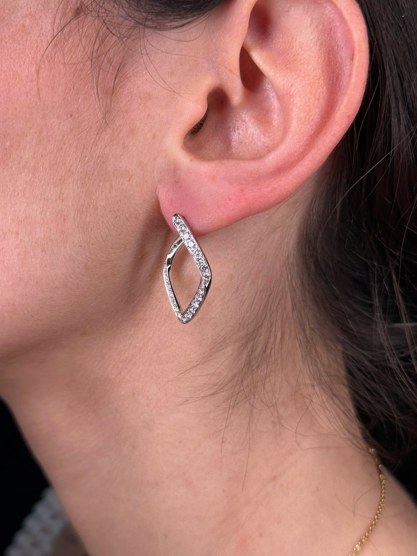 Ladies Diamond Shaped Diamond Hoops