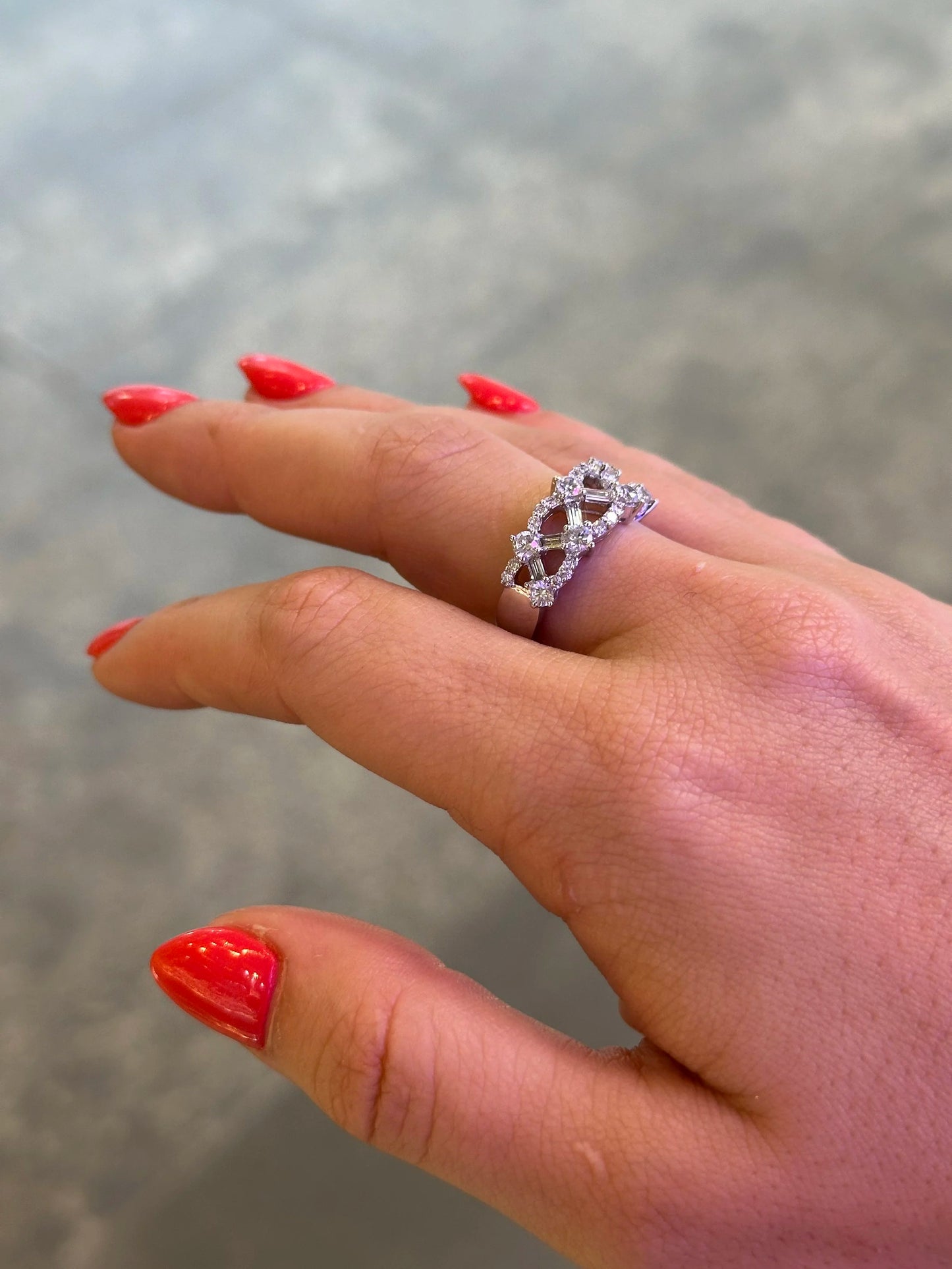 Ladies Baguette and Round Diamond Band