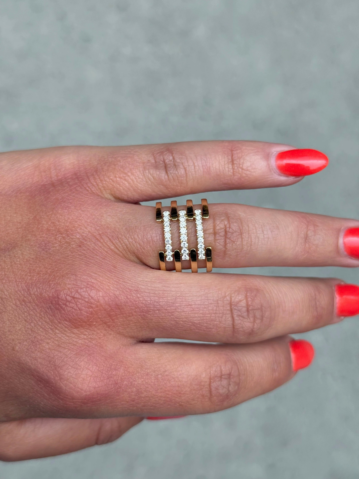 Ladies Spaced Out Multi Row Diamond Ring