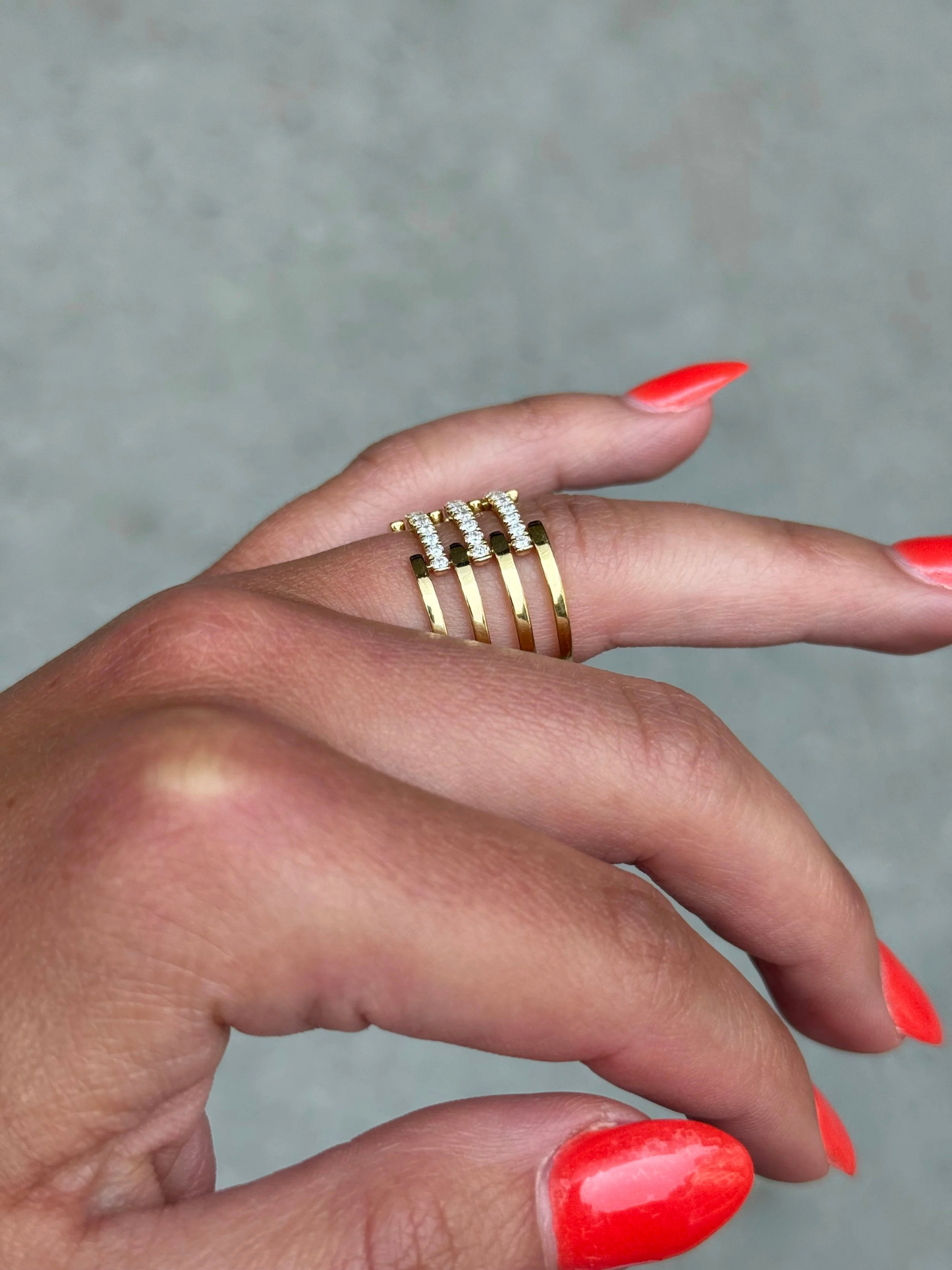 Ladies Spaced Out Multi Row Diamond Ring